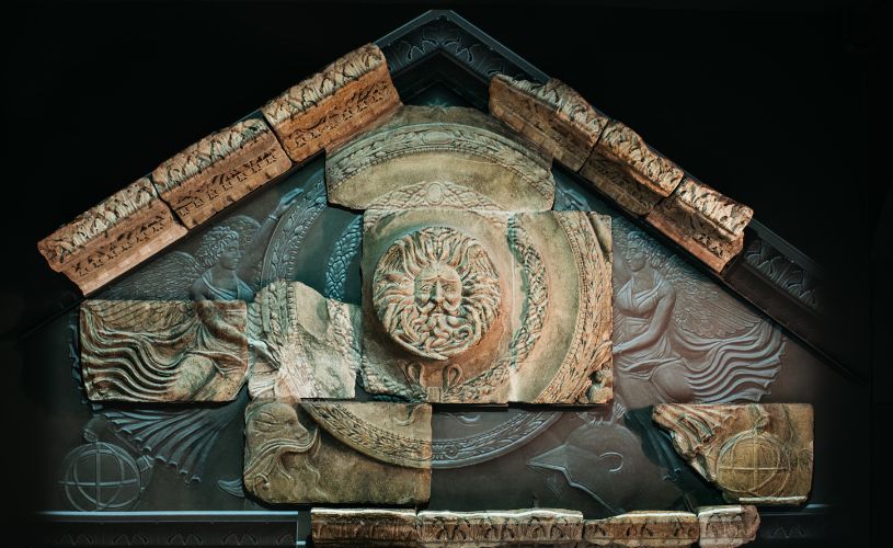 Exhibits in museum at The Roman Baths